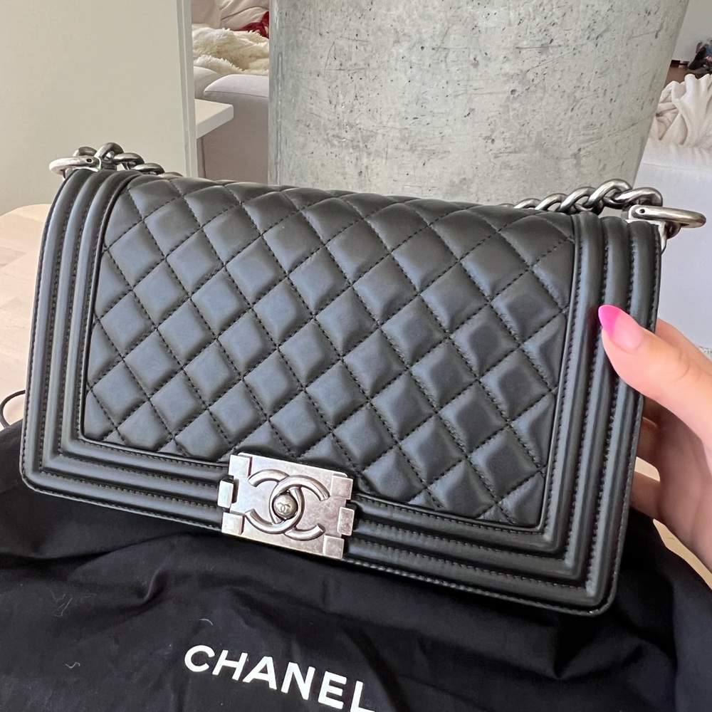 CHANEL classic calfskin old medium Boy Bag